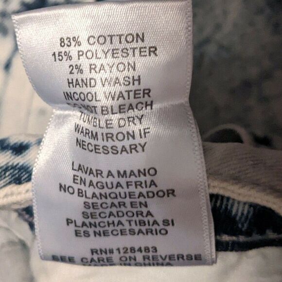 Uniq By Litz Distressed Jeans Patchwork Inset Acid Light Wash LP-40017B 26 - Picture 6 of 8